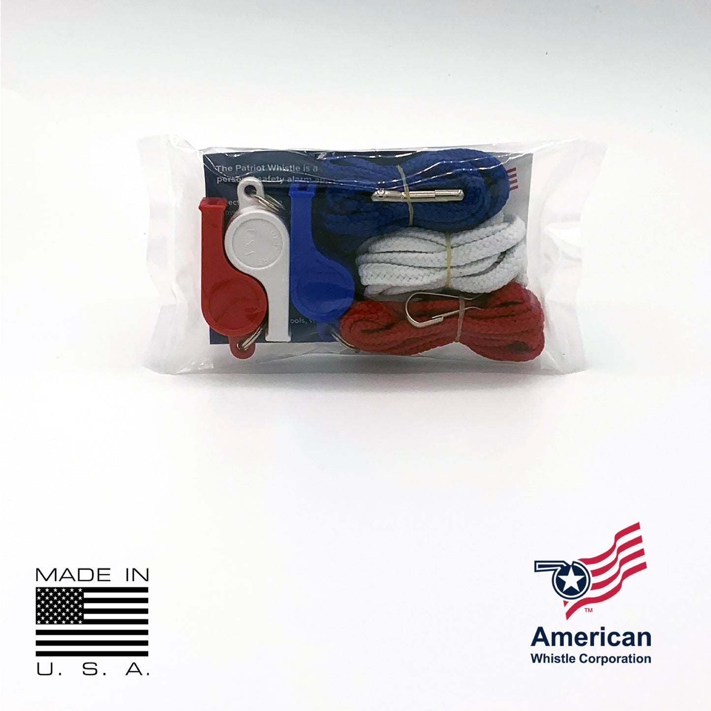 Patriot Whistle Pack USA Made - Red White Blue Safety Whistles — view 3