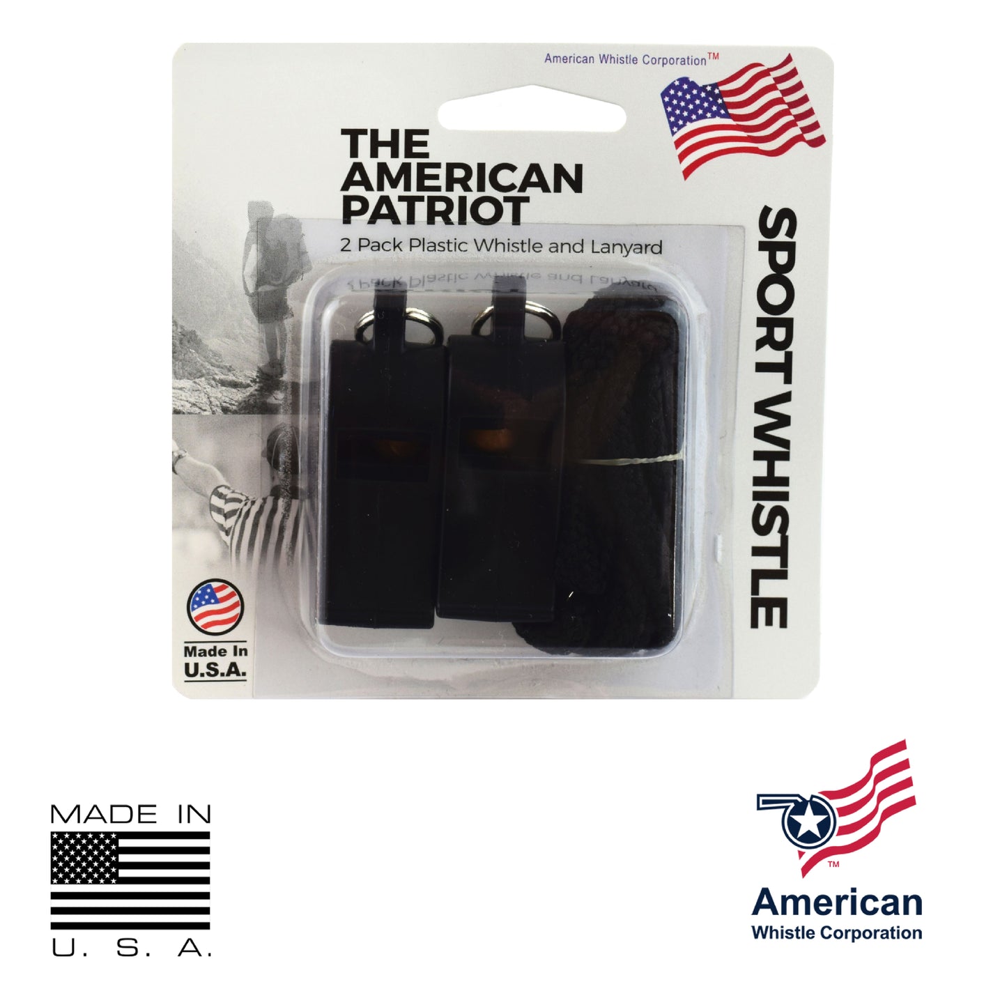 Safety Whistle 2 Pack USA Made - Emergency Patriot Pea Whistle Set — view 2