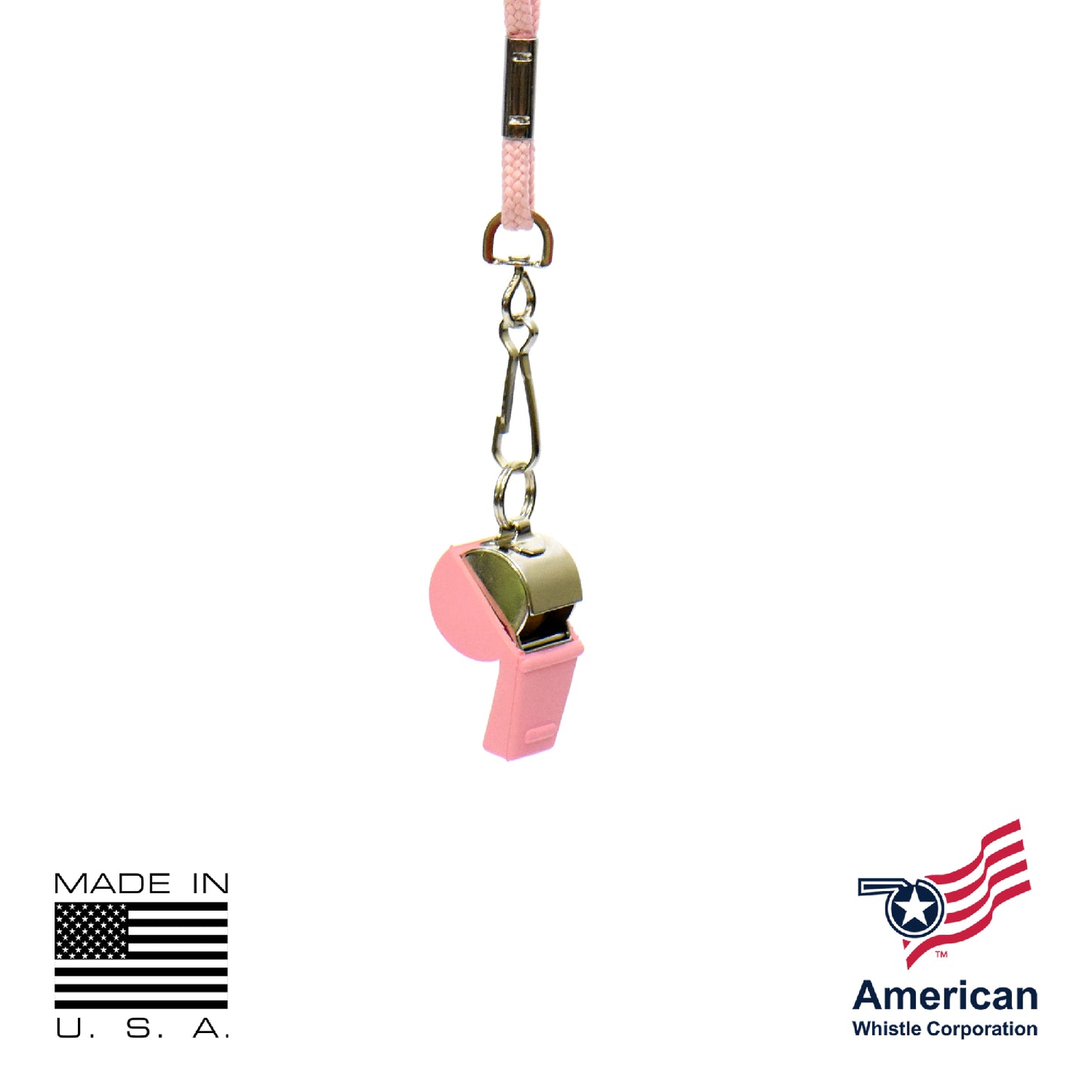 Pink Safety Whistle 3 Pack USA Made - Brass 126dB Breast Cancer Awareness — view 3