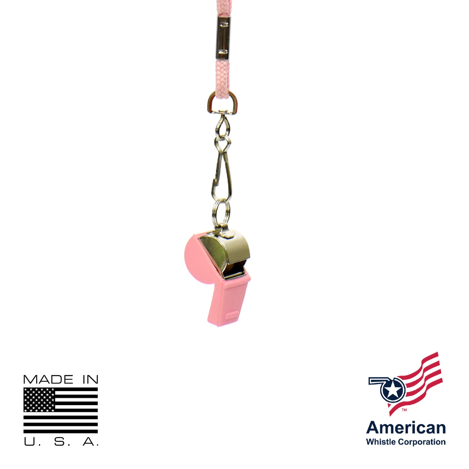 Pink Safety Whistle 3 Pack USA Made - Brass 126dB Breast Cancer Awareness — view 3