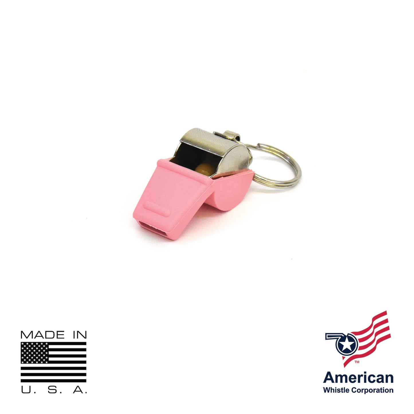 Pink Safety Whistle 3 Pack USA Made - Brass 126dB Breast Cancer Awareness — view 5