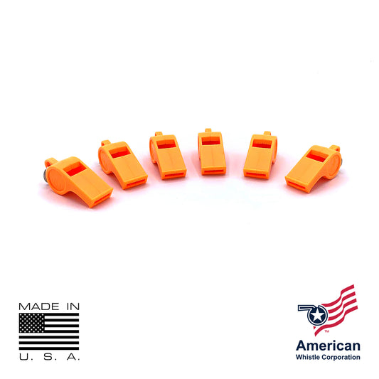 Personal Safety Whistle 6 Pack USA Made - Emergency Alert Brass Whistles